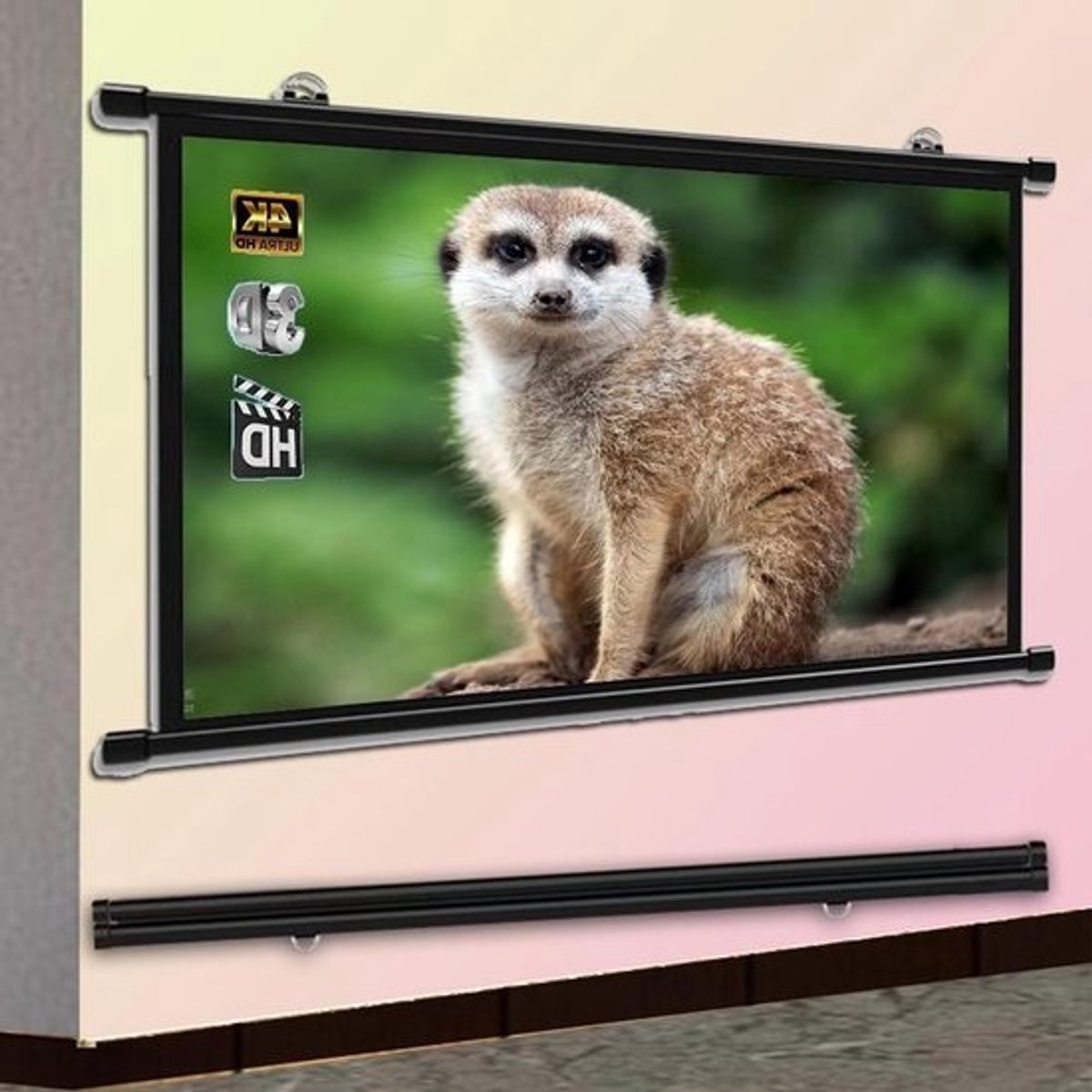 Projectiescherm Handmatig - Rol-scherm Beamer - Thuisbioscoop Creëren - Kreukvrij Glasvezel - 60 inch 16:9 - Wit