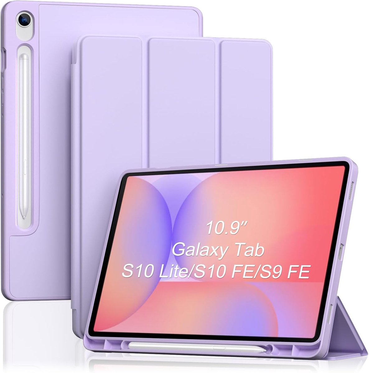 Smart Case voor Galaxy Tab S10 Lite/S10 FE/S9 FE 10,9 inch met S-penhouder, drievoudige standaard foliohoes met zachte TPU-achterkant voor 10,9 inch Galaxy Tab S10 Lite/S10 FE/S9 FE