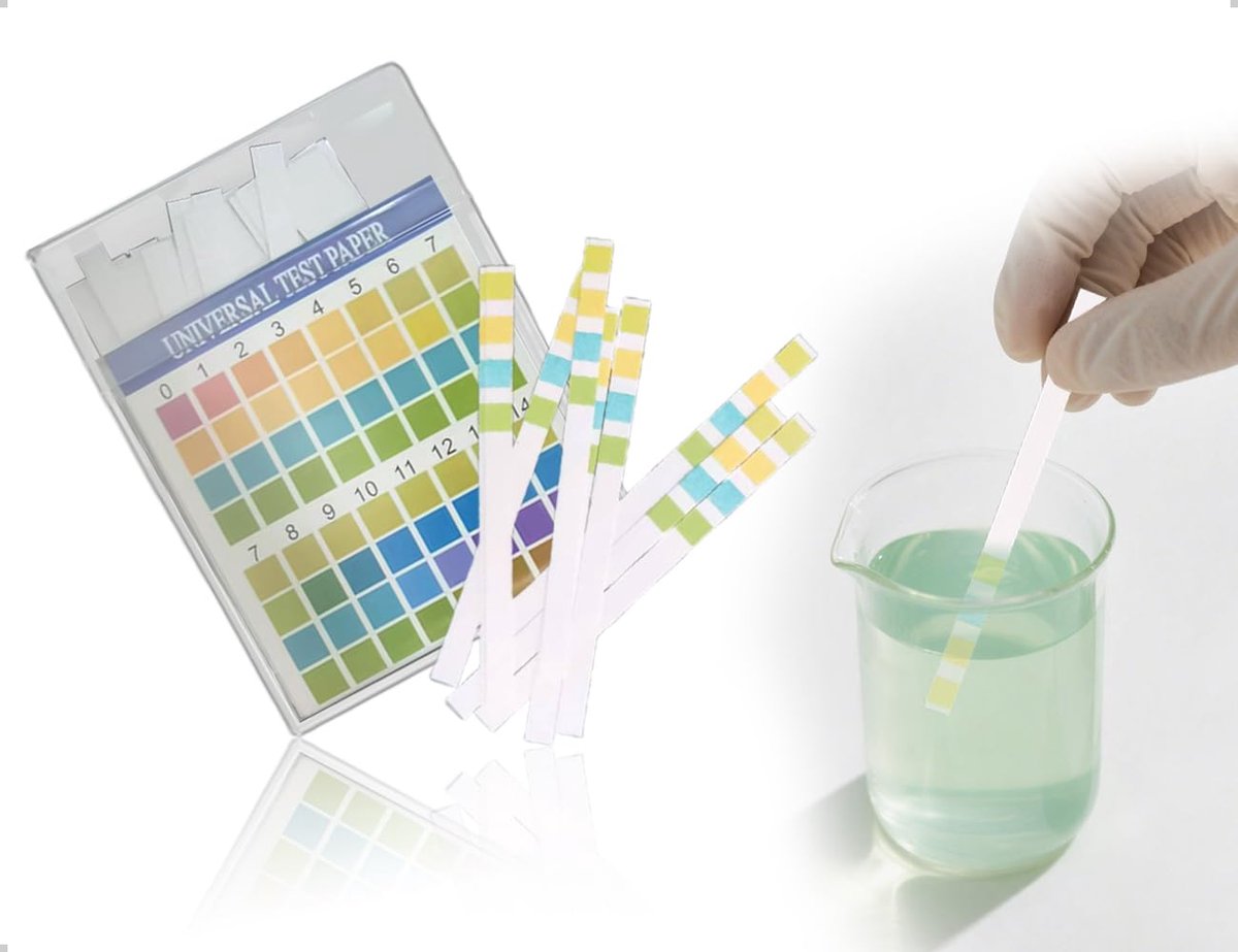 Dailygoods- pH-teststrips 100 stuks - zuurbasen lakmospapier - meetbereik 0-14 - voor thuis/aquaria/laboratoria - continue testen - kleurverandering i