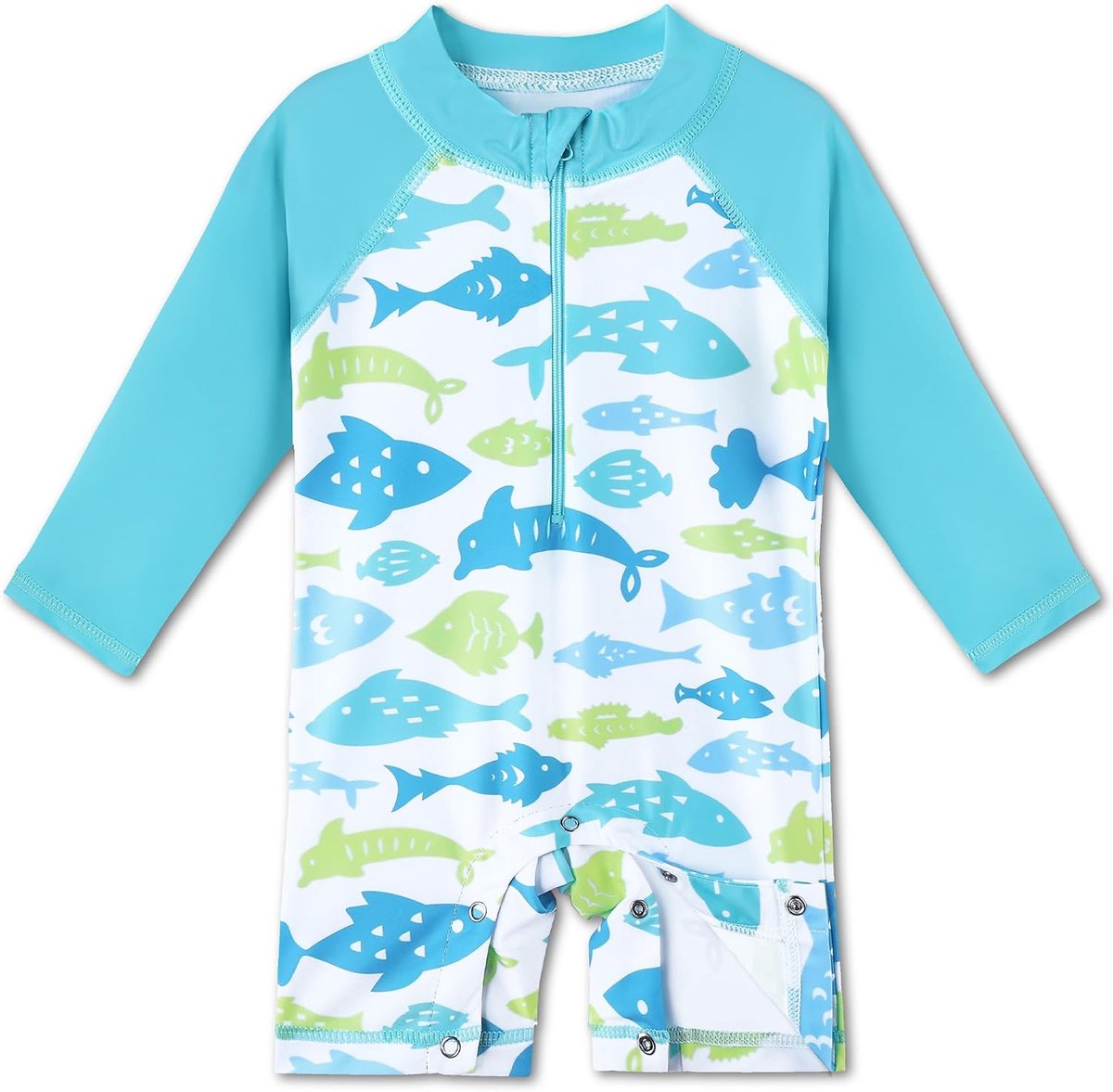 Badpak met pijpen en broek, badpak met lange mouwen, eendelig, uv-bescherming, geschikt voor kinderen van 1 maand tot 6 jaar