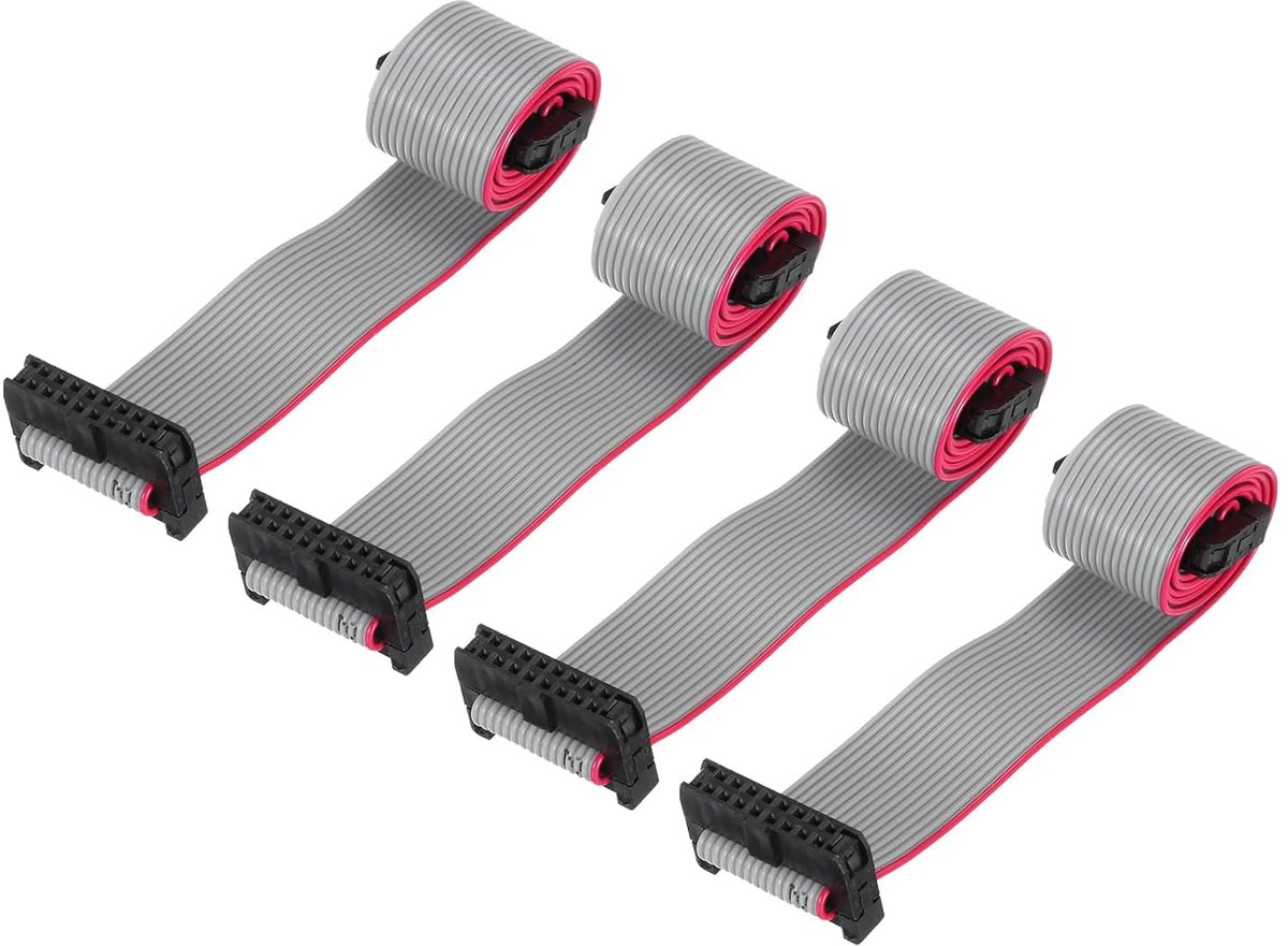Platte lintkabel, 16-polig, 1,27 mm pitch, FC naar FC, lengte 30 cm, grijs, jumperdraad voor computer, led-display, DVD, 4 stuks