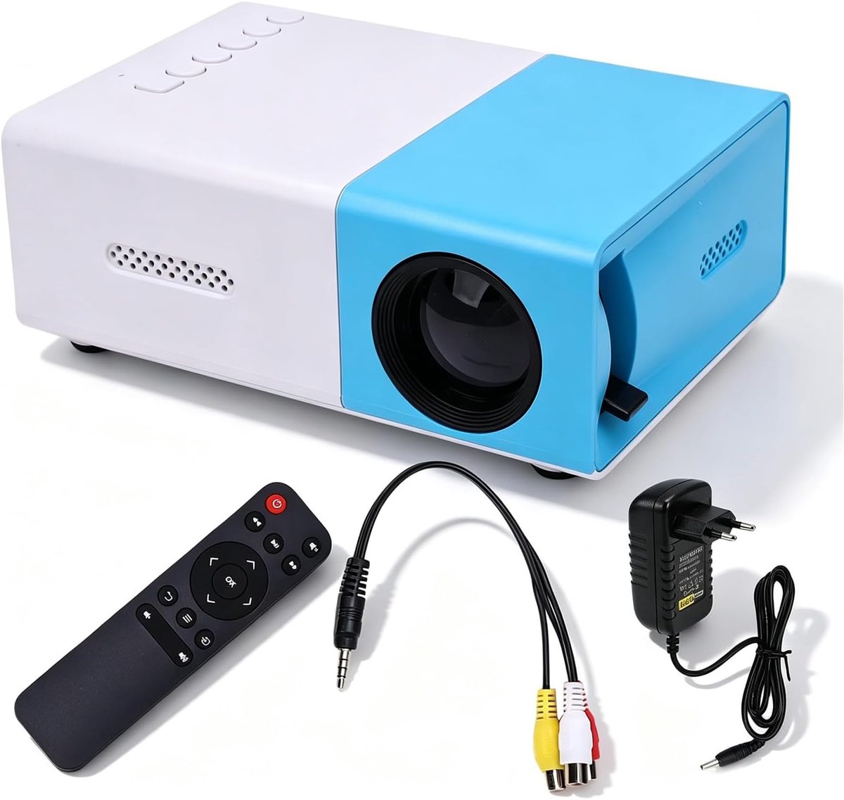 1080p Projector, 200 Lm Helderheid Small Travel Projector, 5V/2A Voeding, voor Thuistertainment, Vergaderingen en Gaming (EU-stekker)
