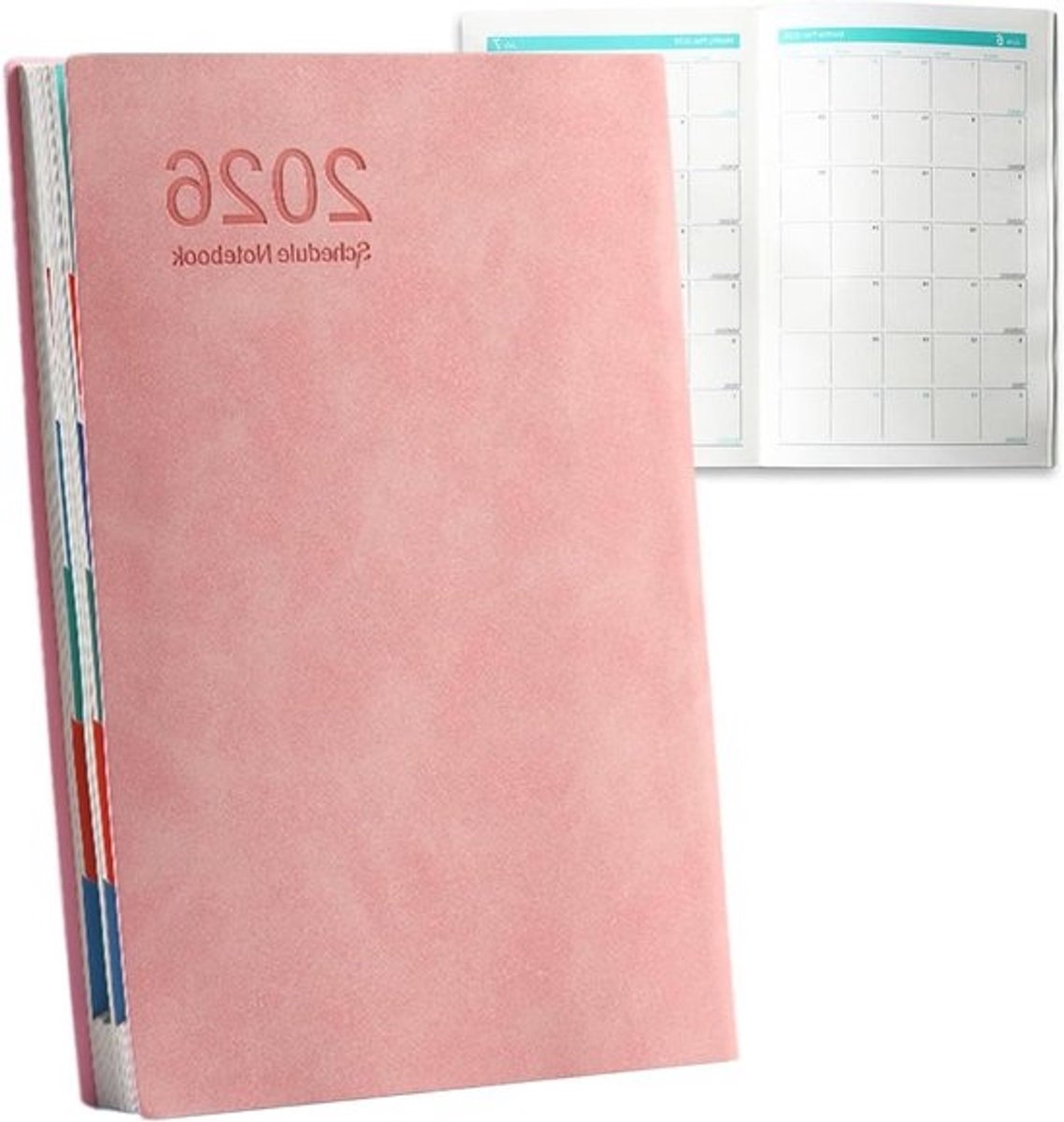 Professionele planner 2026 - Persoonlijke organizer Afsprakenboek - Dagelijkse planning - Vaste omslag esthetisch design - A5 formaat - Roze