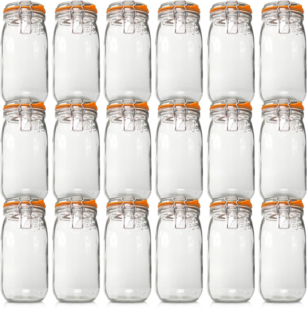 Le Parfait 1500ml Weckpotten Set (18x 1500ml) | OP=OP XL VOORDEELSET | 18 Weckpotten van 1500 ML | Premium A-kwaliteit | Robuust en Voedselveilig | Ideaal als voorraadpot, inmaakpot of conserveerpot | Made in France