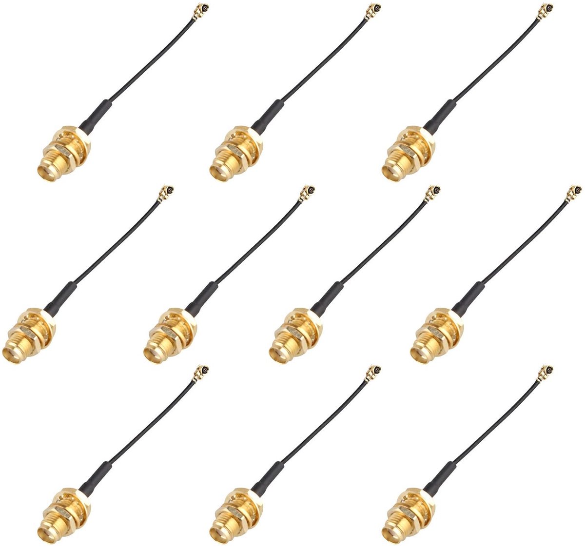 10 1,96inch/5cm U.FL MINI PCI naar SMA Vrouwelijke 1.13 Bulkhead Pigtail Antenna WiFi-kabel Zwart IPX Aerial Extension Voor Hand-held Radio Mini PCI naar PCI-E Card Draadloze LAN WLAN Netwerk