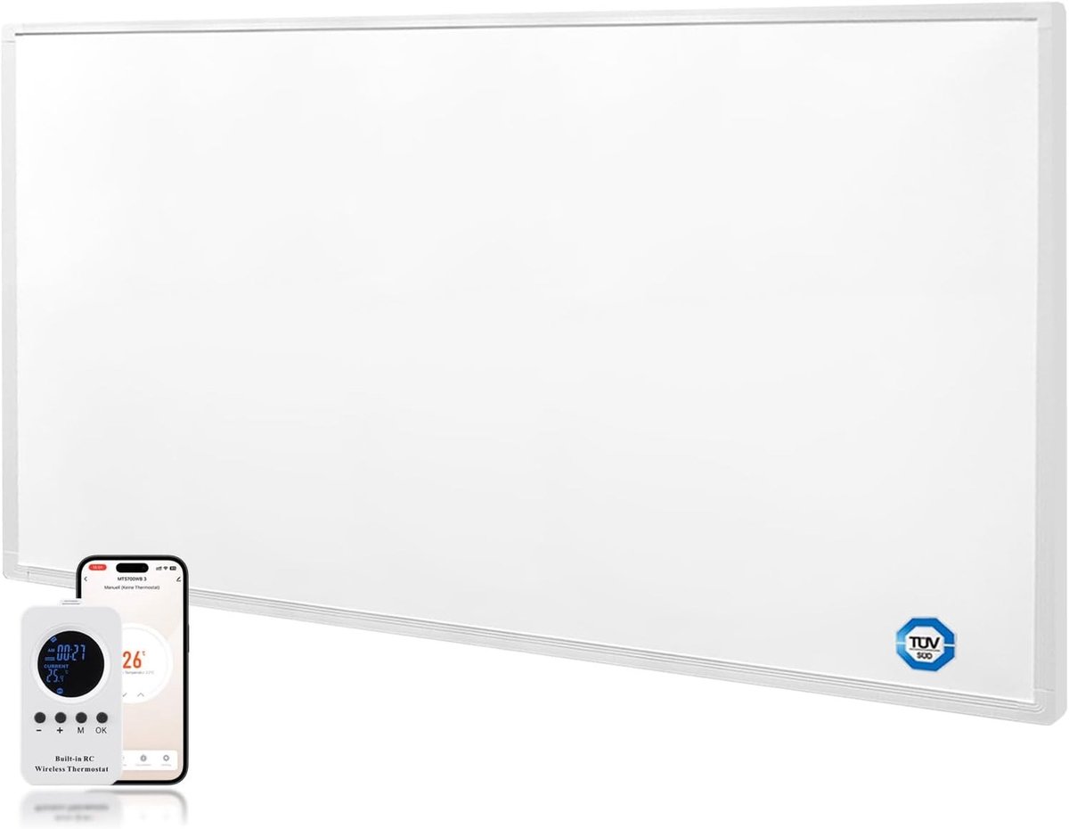 Infraroodverwarming - Wit - Voor 10-18 m² - Met Thermostaat en App-besturing - Voor Thuisgebruik