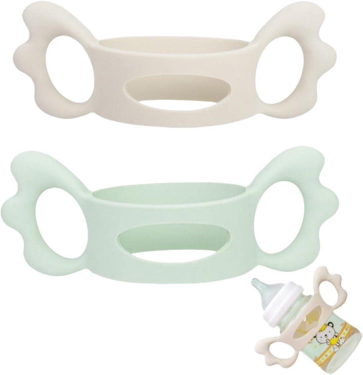 Dailygoods- Flessengreep 2 Stuks - Siliconen Handgrepen - Eenvoudige Installatie - Babyflessenhouder - Stevige Greep - Afmetingen 13,2 x 6 x 4,5 cm -