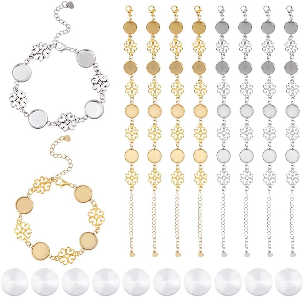 Dailygoods- Armband Maken Kit - 10 Sets - 2 Kleuren - RVS - Bezel Instellingen - Sieraden Maken - Creatieve Accessoires