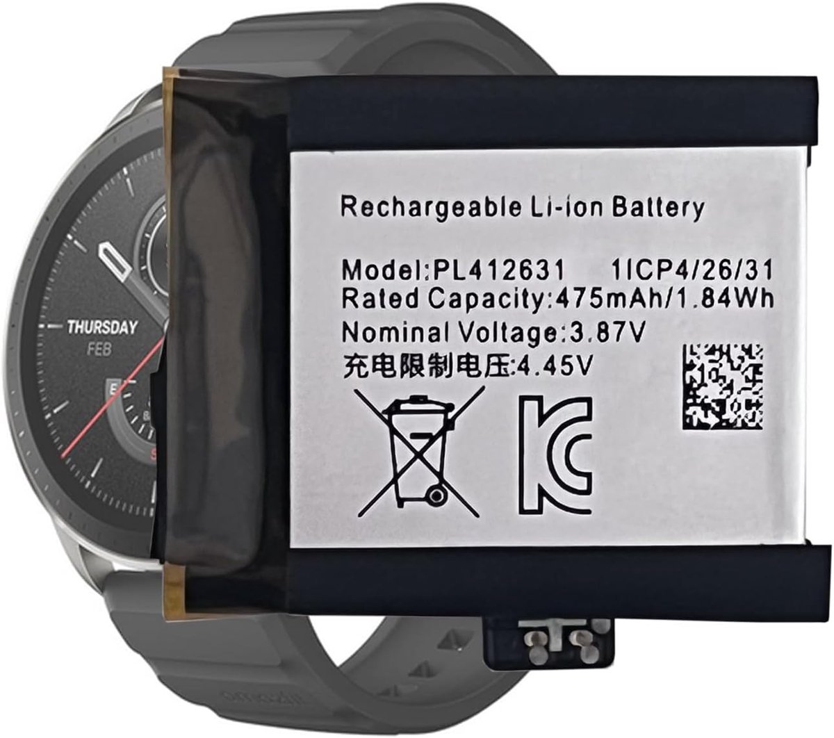 Compatibel met AMA-Zfit GTR 4 47 mm Smartwatch (vervanging voor PL412631)