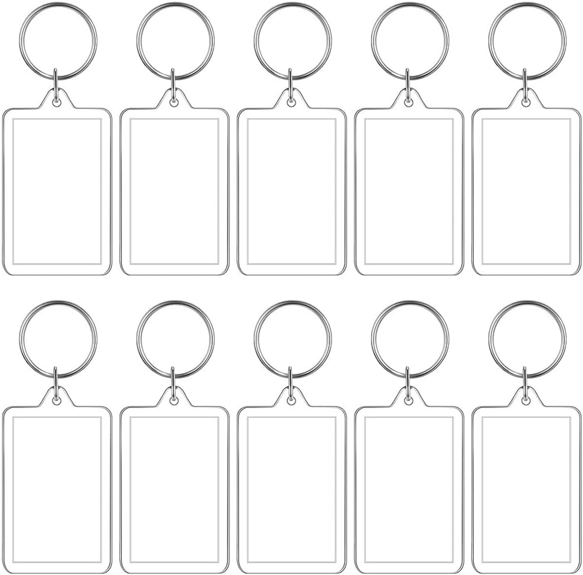 10 Stuks 5,2 X 3,4 Cm Fotosleutelhanger Fotolijst Sleutelhanger Diy Gepersonaliseerde Rechthoekige Sleutelhanger Met Gebroken Ring
