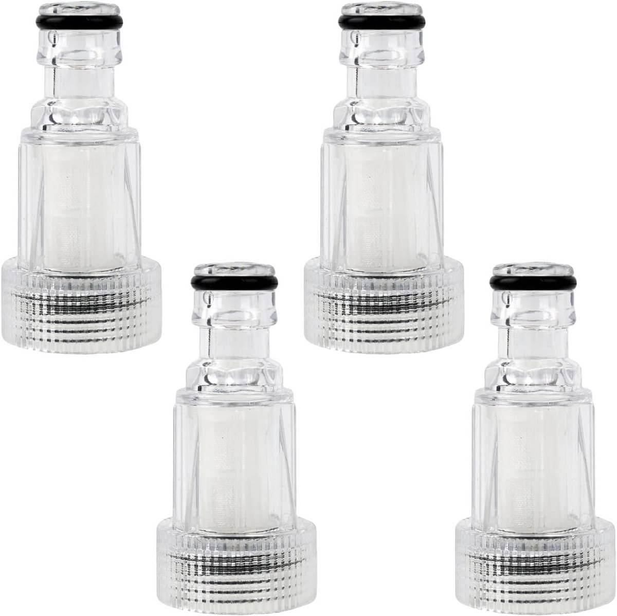 Waterinlaatfilter Set van 4 Stuks voor Hogedrukreinigers met 3/4 Inch Snelkoppeling, Verhoog de Druk en Verleng de Levensduur van Tuin- en Irrigatiesystemen