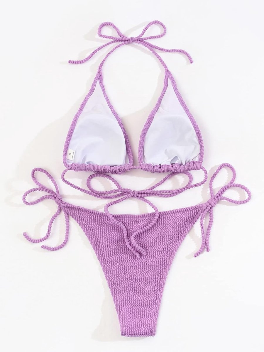 2024 damesbikiniset, 2-delig, stof, effen, glanzend