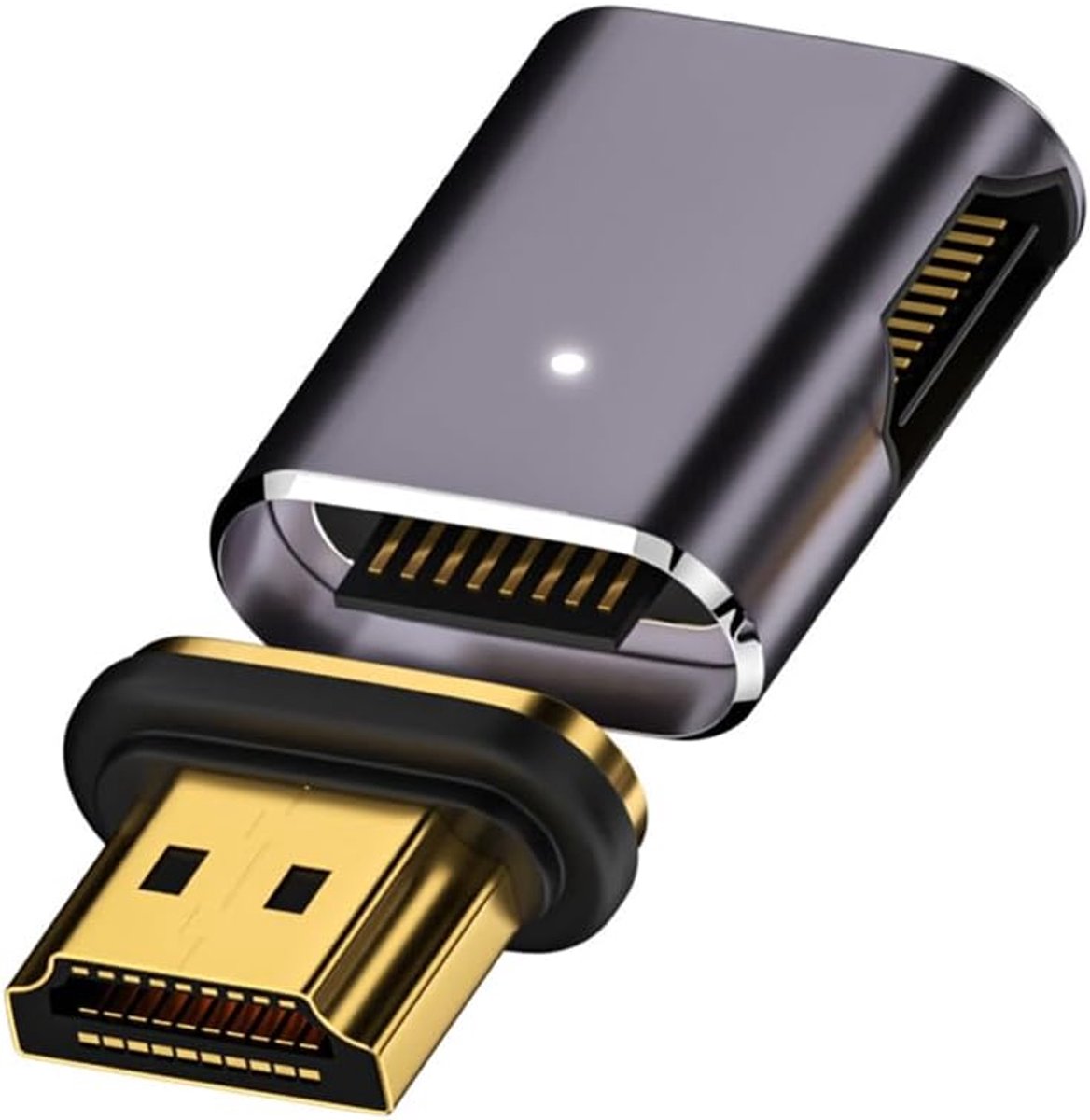 xiwai 8K HDMI 2.1 Magnetische verlengingsadapter 19-pins HDMI type A stekker naar aansluiting rechte 90-graads videoadapter voor laptop HDTV