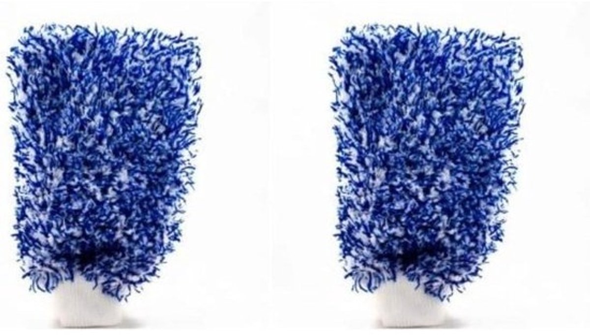 Autowashandschoen Microvezel - Drooghandschoen Poets - Auto Reinigen - Max Absorptie Vuil - 2 stuks - Blauw