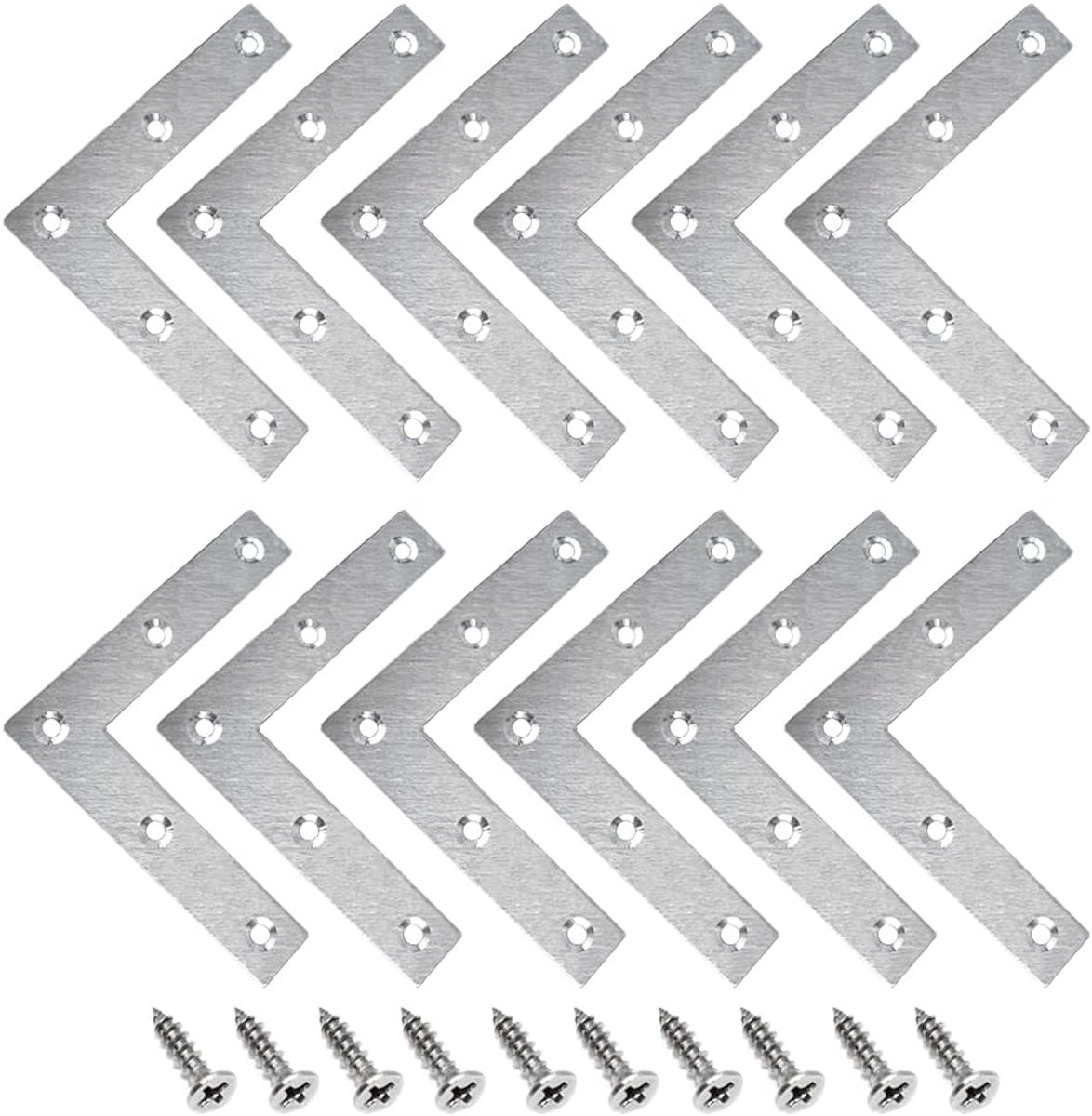Dailygoods- Hoekklemmen Platte Hoek 90 Graden - 15 Stuks - Roestvrij Staal - Hoekverbinder - L-vorm - Eenvoudige Installatie - 80 x 80 x 16 mm - Hoekb