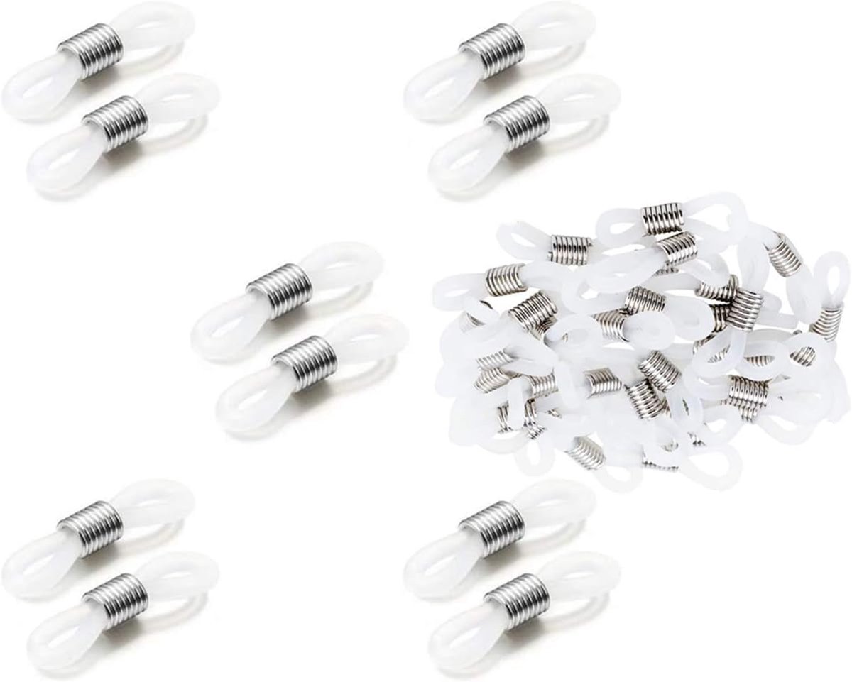 Dailygoods- Brilkoord Verstelbaar - 40 Stuks - Brillenketting - Siliconen/Roestvrij Staal - Uiteinden - Elegant Elastiek - Brillenhouder