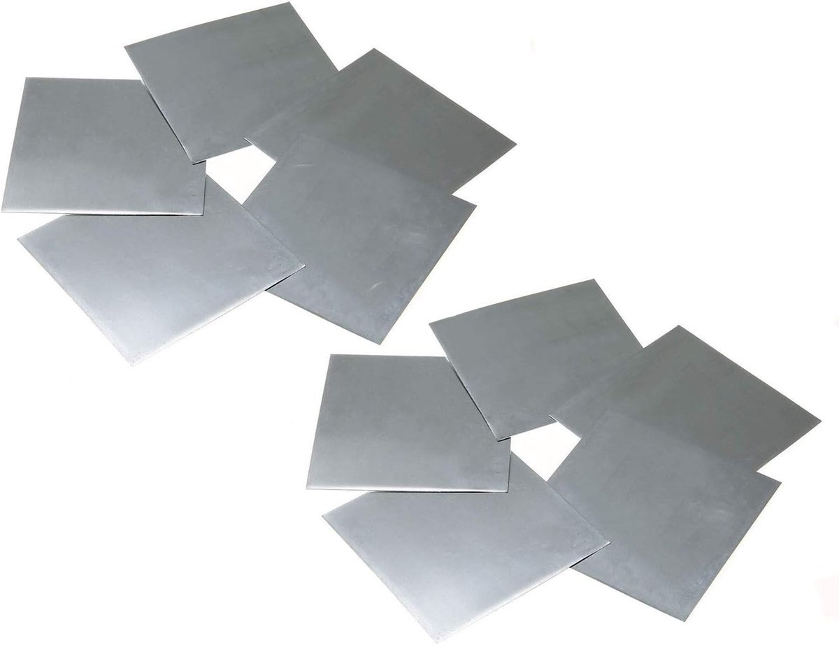 Dailygoods- Zinkplaat 99,9% Zuiver - 10 Stuks - 100x100x0,2mm - Stevig - Duurzaam - Ideaal voor Laboratoria - Metaalplaat