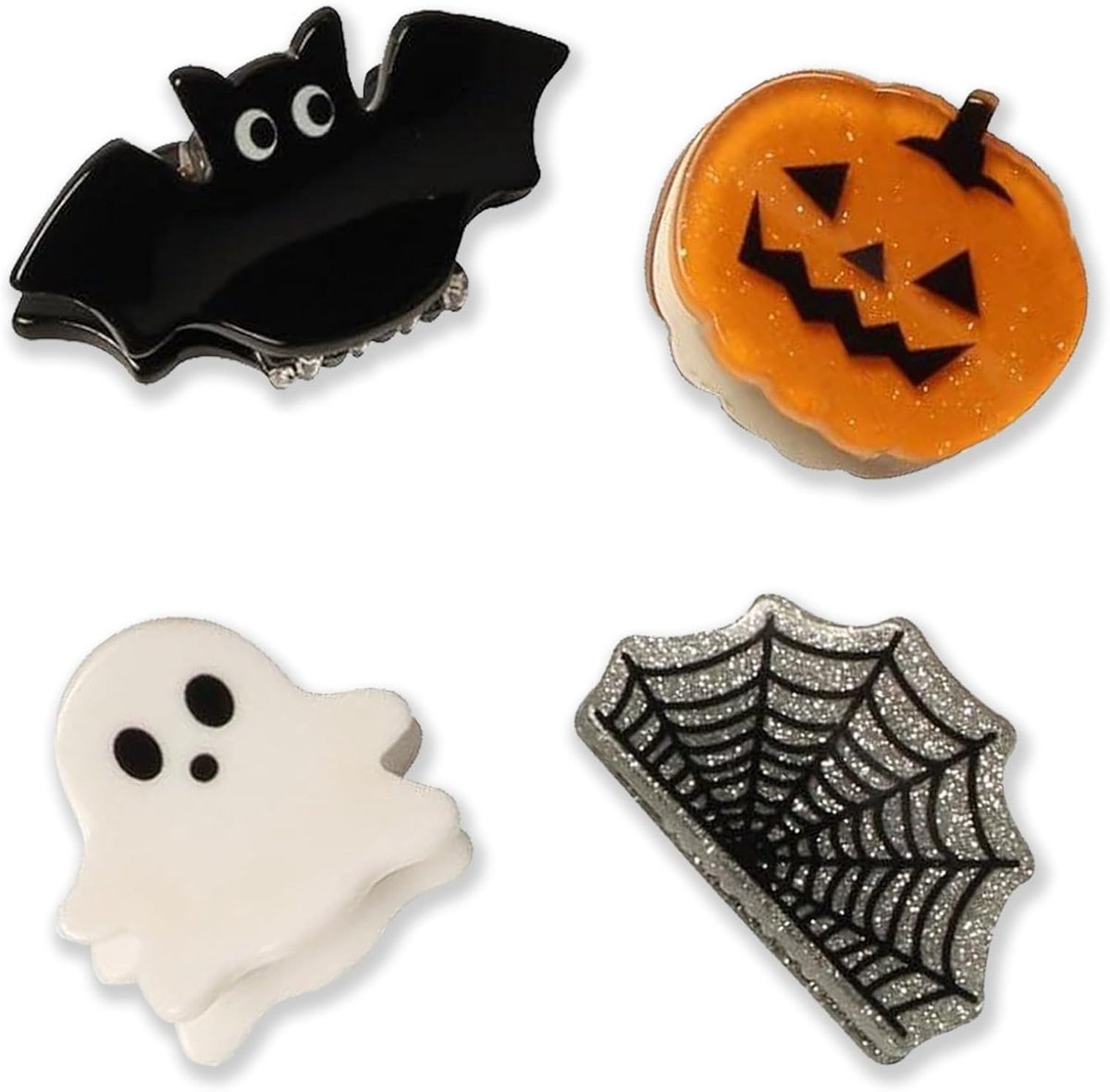 Haarspelden, 4 stuks haarclips Halloween decoratief, meisjes haarspelden, haarspelden sieraden, kleine spoken, vleermuizen, pompoenen, spinnenweb haarclip