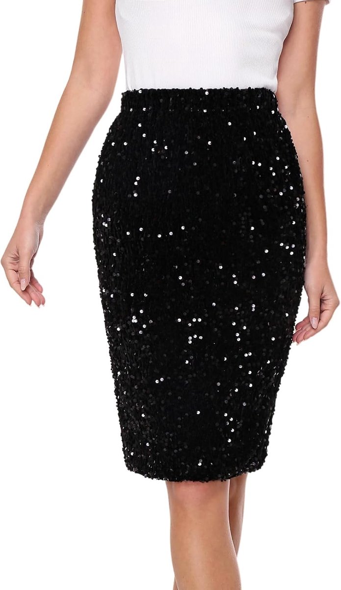 Pailletten rok Glitter fluweel hoge taille potlood Bodycon Midirock Wrap rok voor partij