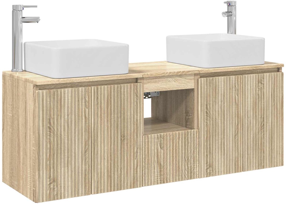 vidaXL - Badkamerkast - set - 3 - st - Sonoma - Eiken - 135 - x - 35 - x - 80 - cm