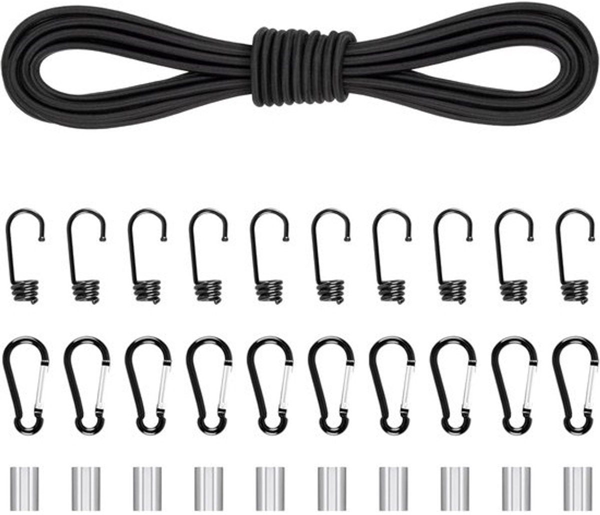 Sterk Elastisch Touw Zwart 6mm x 15m - Bungee Cord voor Bevestigen en Klemmen