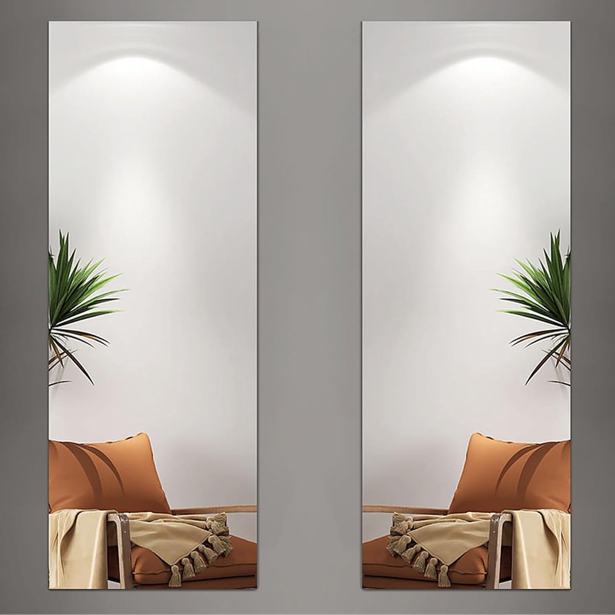 wandspiegel, 30 x 120 cm, 2 stuks, 2 mm, verdikte acrylspiegel, volledige lengte, voor slaapkamer, deur, staand of doe-het-zelf wanddecoratie
