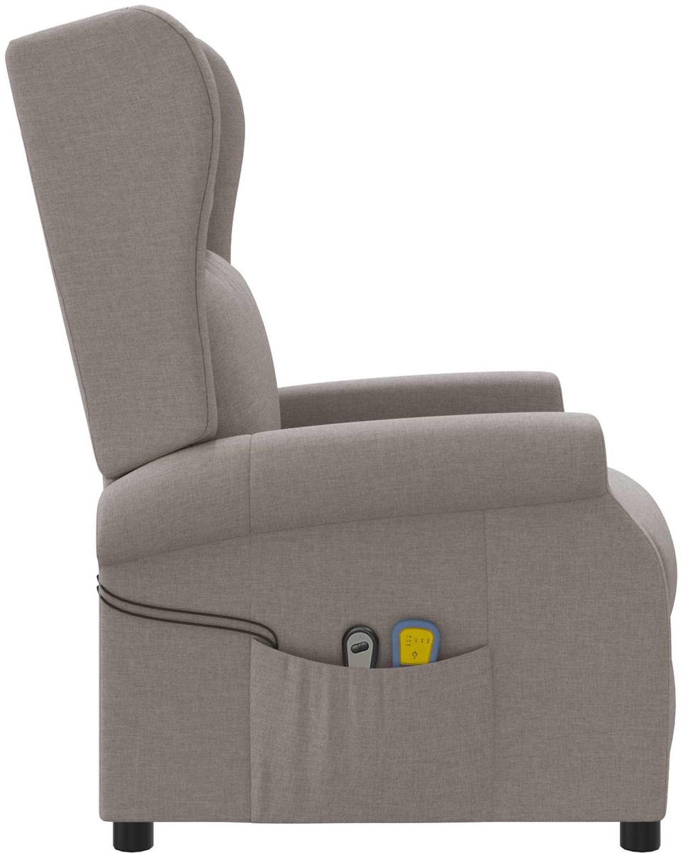 vidaXL - Wingback - elektrische - massage - relaxstoel - Taupe - Stof – foto 5