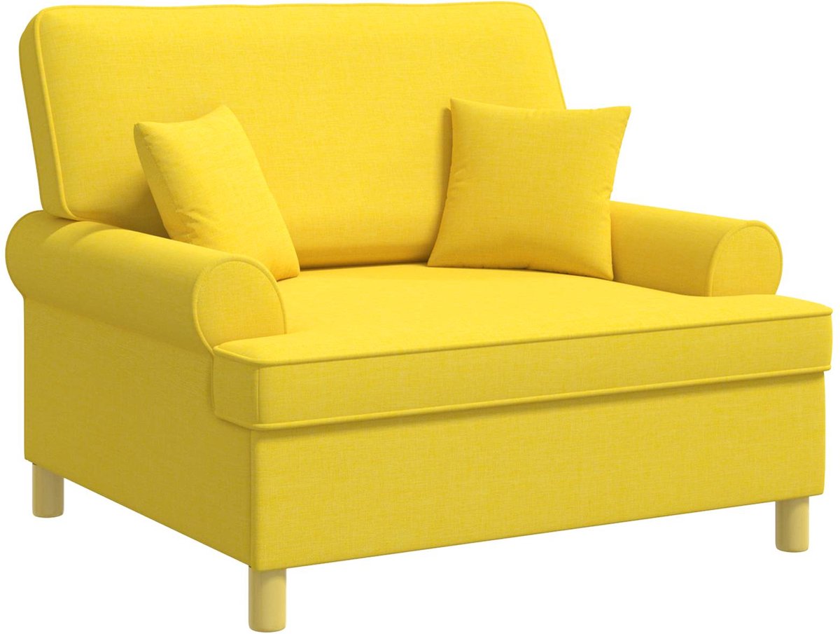 vidaXL XXL - fauteuil - met - kussens - Licht - Geel - Stof Lichtgeel