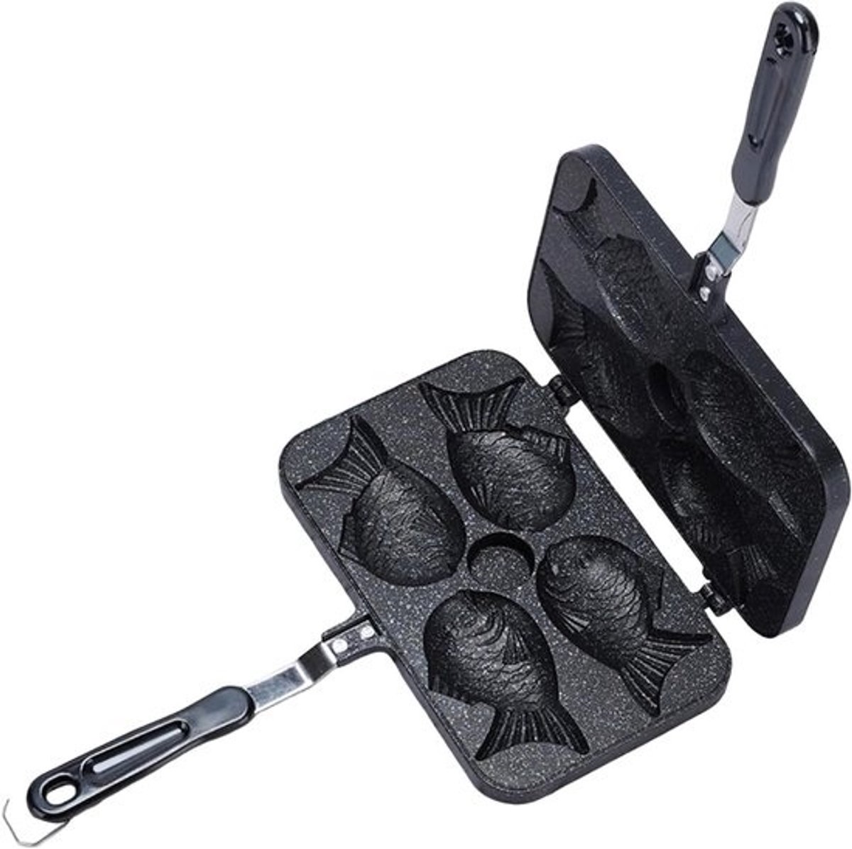 Wafelijzer Dubbelzijdig - Bakplaat Visvorm - Lekkere Snacks Maken - Antiaanbaklaag - 4.8 x 25.6 cm - Meerkleurig