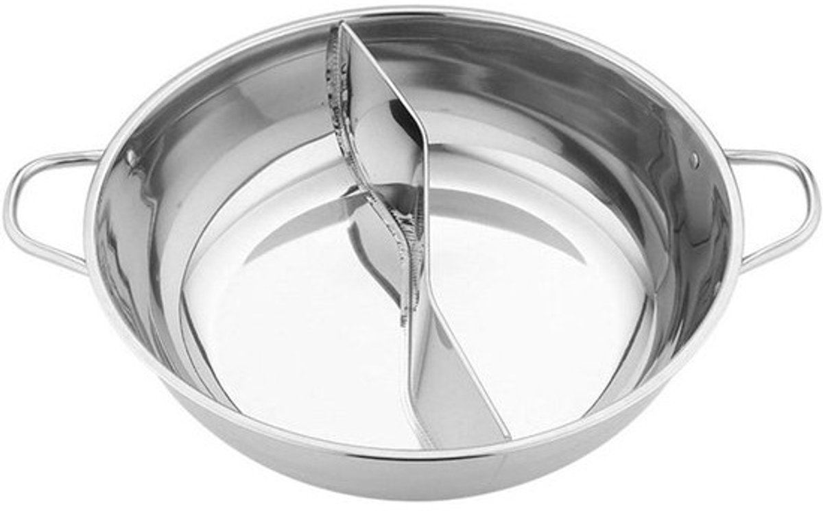Kookpan met Verdeeler - Dubbele Soeppot - Gezellig Tafelen - Twee Smaken Tegelijk - 28-34 cm - Zwart