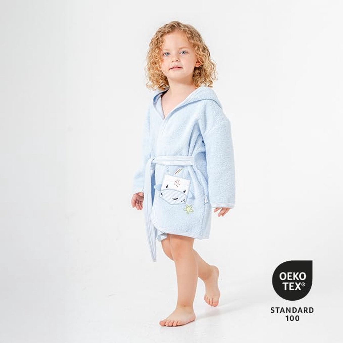 Babybadjas met schattig giraffenmotief, badjas met capuchon van 100% katoen, zacht, absorberend en huidvriendelijk, voor pasgeborenen en peuters