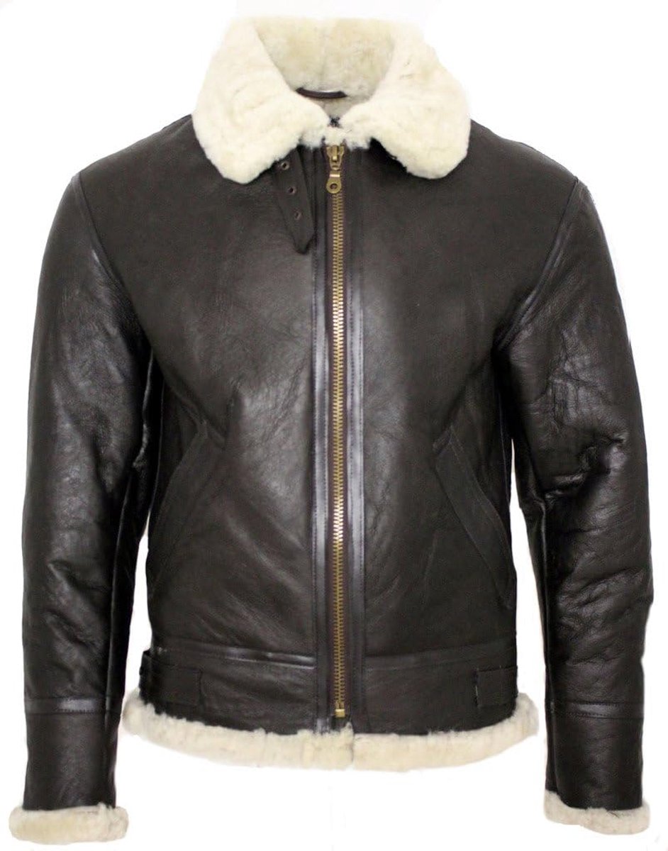 Heren Crème B3 Shearling Schapenvacht Wereldoorlog 2 Bomber Lederen Vliegende Aviator Jacket
