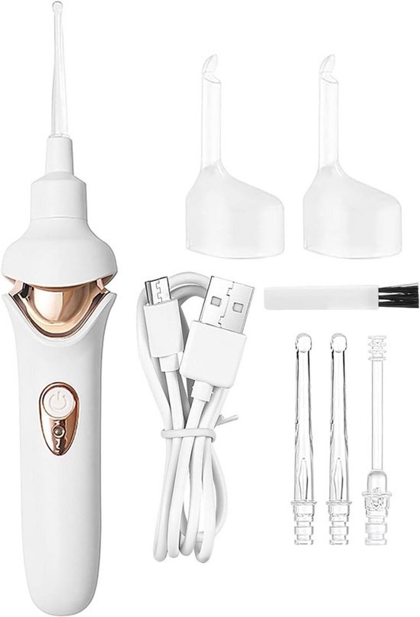 Elektrische Oorreiniger - Oorsmeerverwijderaar Set - Oorhygiëne Verbeteren - Veilige Flexibele Tip - Draagbare Set - Wit