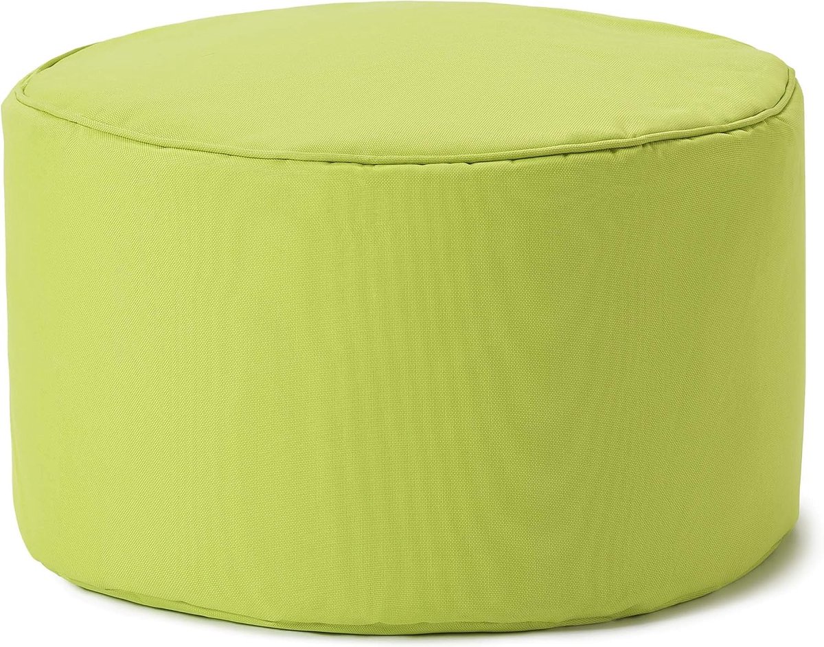 Indoor outdoor hocker 25 x 45 cm - waterafstotend - onderhoudsvriendelijk - ronde zitpoef, zitzakhocker, zitkussen, Bean Bag Poef - ideaal voor kinderen en volwassenen - appelgroen