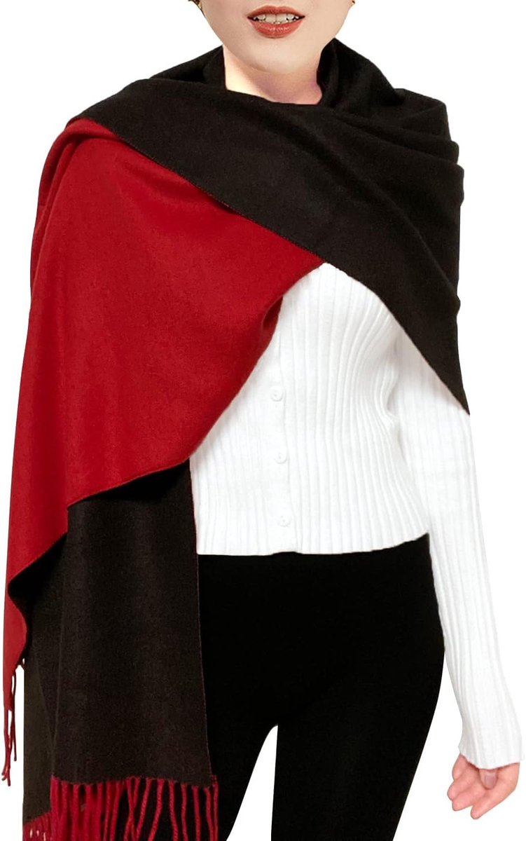 Sjaals en doeken voor dames, omkeerbare kasjmier sjaal, omkeerbare schouderdoek, lange grote warmtesjaal met kwastjes, voor bruiloftsgeschenken