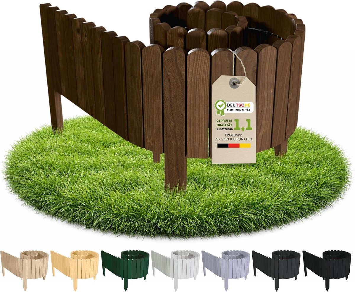 Borderrand H 10 x L 200 cm Bruin Graskant Hout flexibel