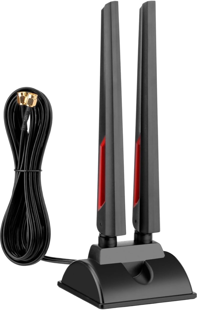 Tri-Band WiFi 6E antenne 2,4/5/6GHz RP-SMA magneetvoet, 2 m kabel