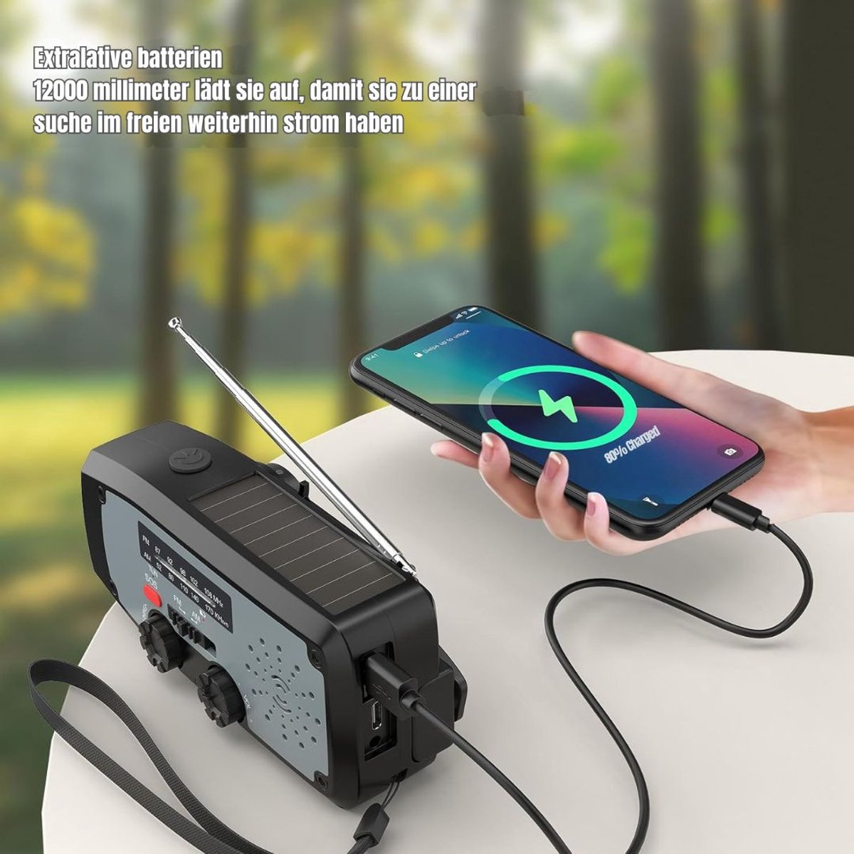 JCP® Zaklamp Opwindbaar - Zaklamp Opwindbaar en Batterij - Camping Noodverlichting - Zwart - 13cm x 6cm x 5cm