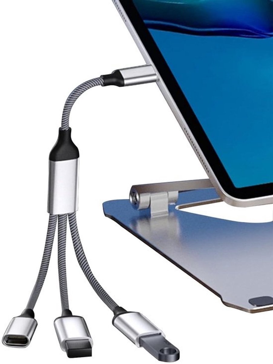 USB Splitter Kabel - USB Extender Hub - Apparaat Connectiviteit - 1 naar 3 Poorten - 0.28 m - Zilver