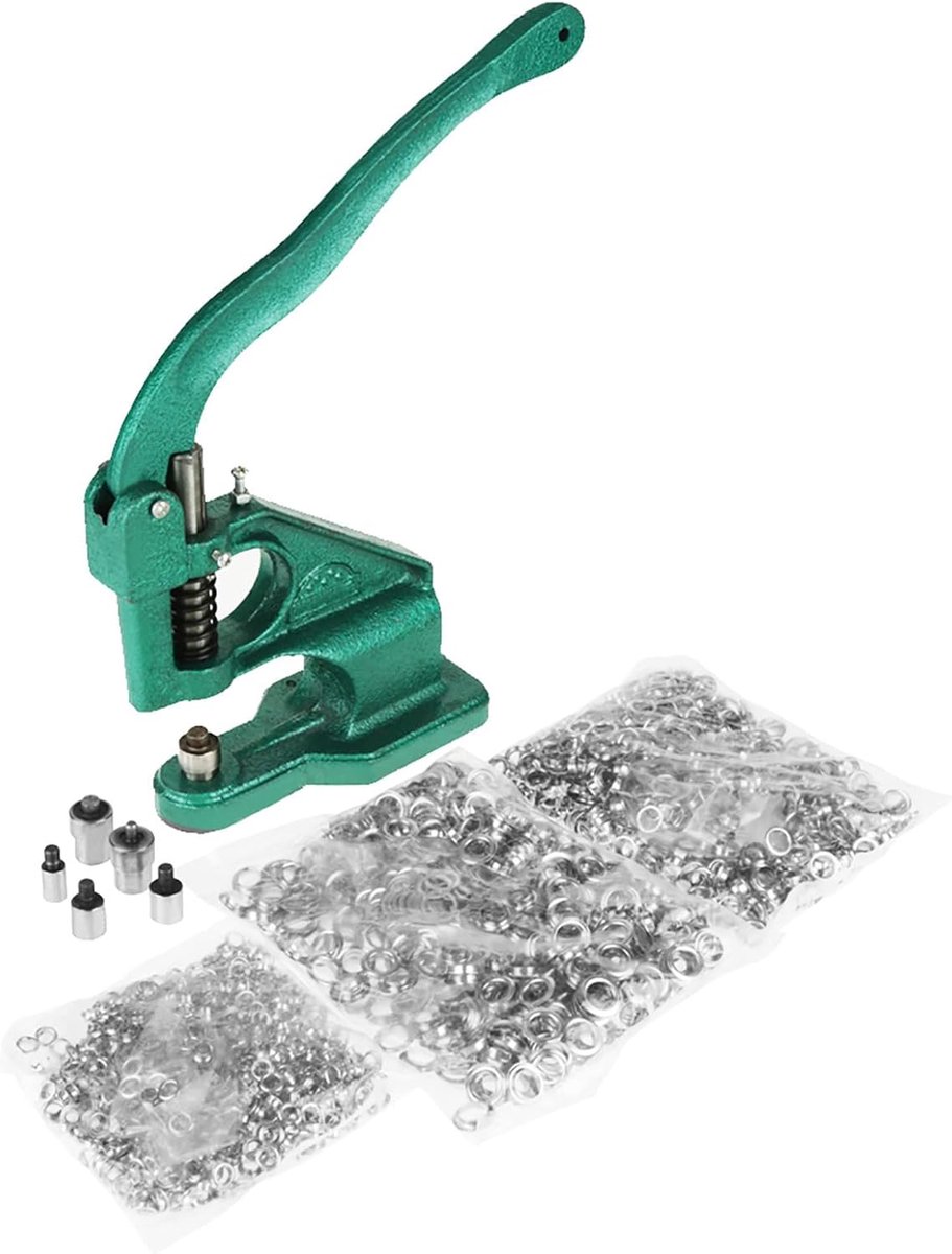 Dailygoods- Oogpers handmatige machine - 3 matrijzen - 1500 oogjes 6/10/12 mm - verzinkt staal - antislip handgrepen - lichtgewicht en draagbaar - Kli