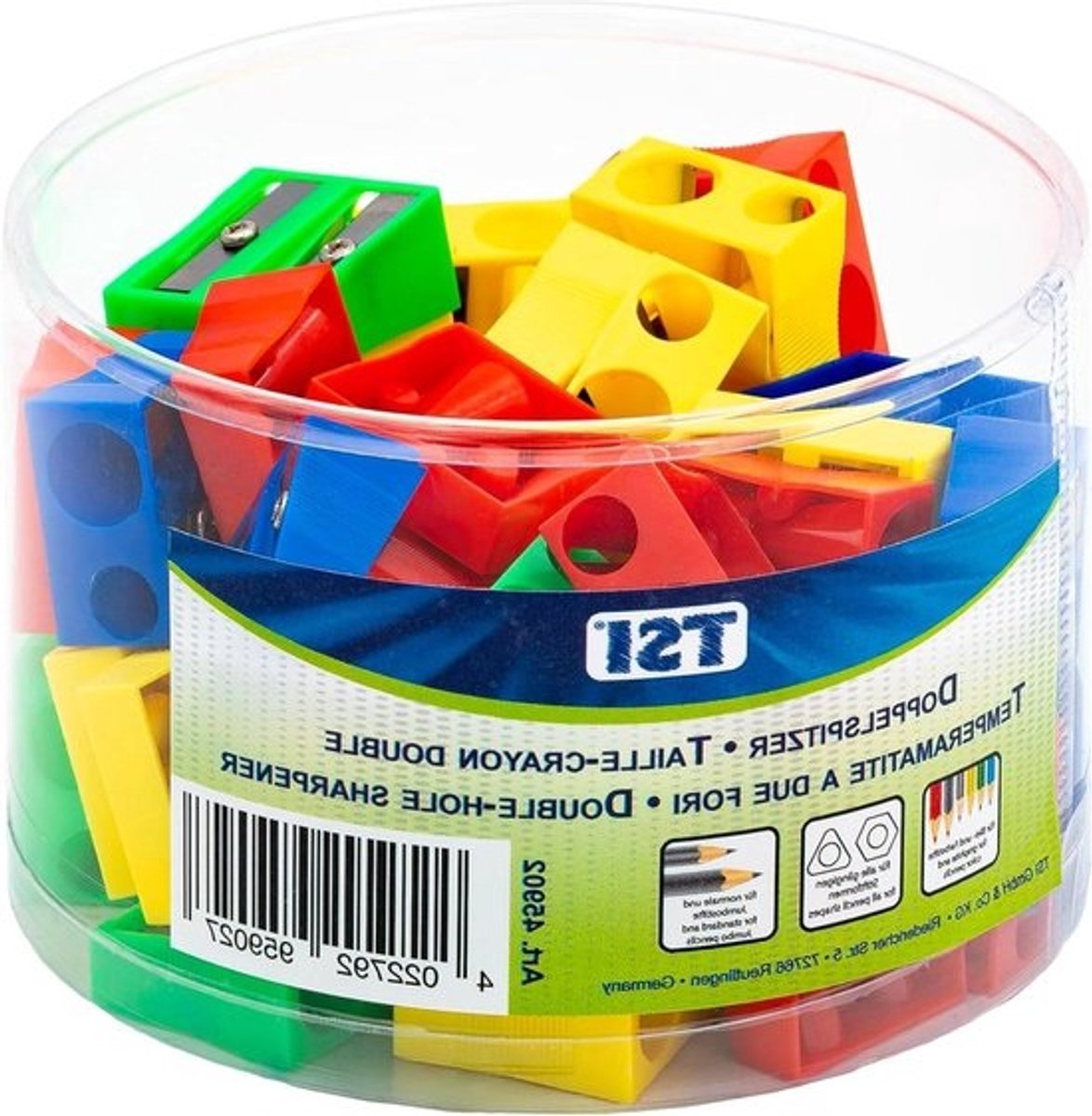 Potloodslijper Dubbel - Puntenslijper Set - Snel Potloden Slijpen - Twee Gaten - 50 Stuks - Meerkleurig