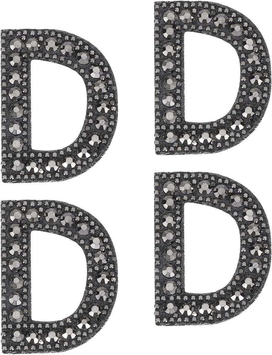 10 stuks strijkbare letters patch letter D strass alfabet applicatie strass kralen Engelse letters naainaaien voor kleding hoeden jeans schoenen DIY knutselen zwart