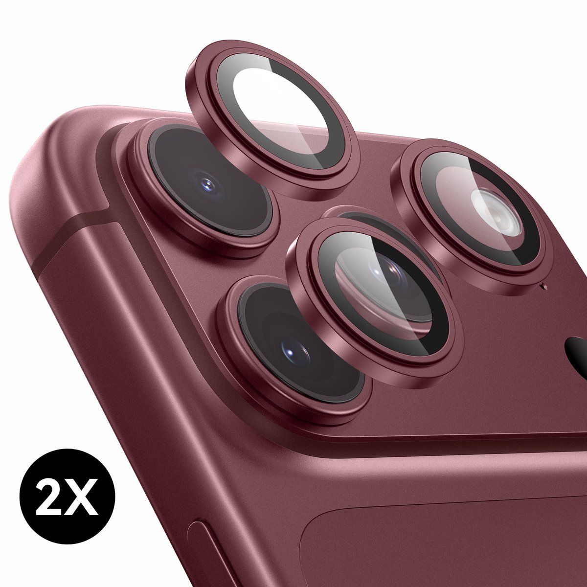 Camera protector geschikt voor iPhone 18 Pro / 18 Pro Max Camera Lens Screen Protector - Bordeauxrood - Screenprotector - 2 stuks - Camera Protector geschikt voor iPhone 18 Pro / iPhone 18 Pro Max Camera Protector - Gehard Glas