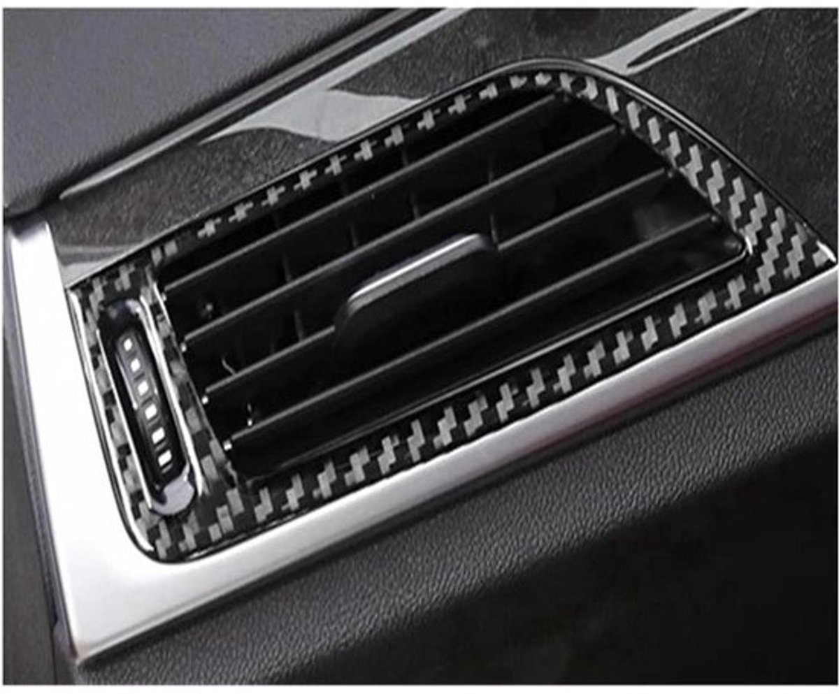 Luchtrooster Paneel Frame - Ventilatierooster Cover Trim - Auto Interieur Upgraden - Koolstofvezel Stijl - Set van 2 - Zwart