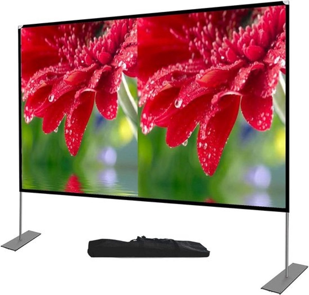 Draagbaar Projectiescherm - Filmscherm Stand - Thuisbioscoop Buiten - Kreukvrij HD 4K - 80-120 Inch - Wit