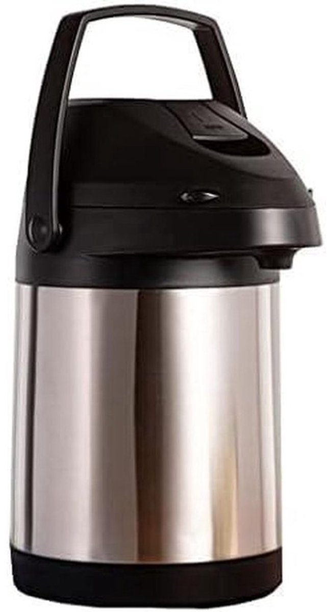Thermoskan Dubbelwandig - Koffie Karaf - Lang Warm Houden - Luchtdruk Hefboomwerking - 35 Liter - Zwart