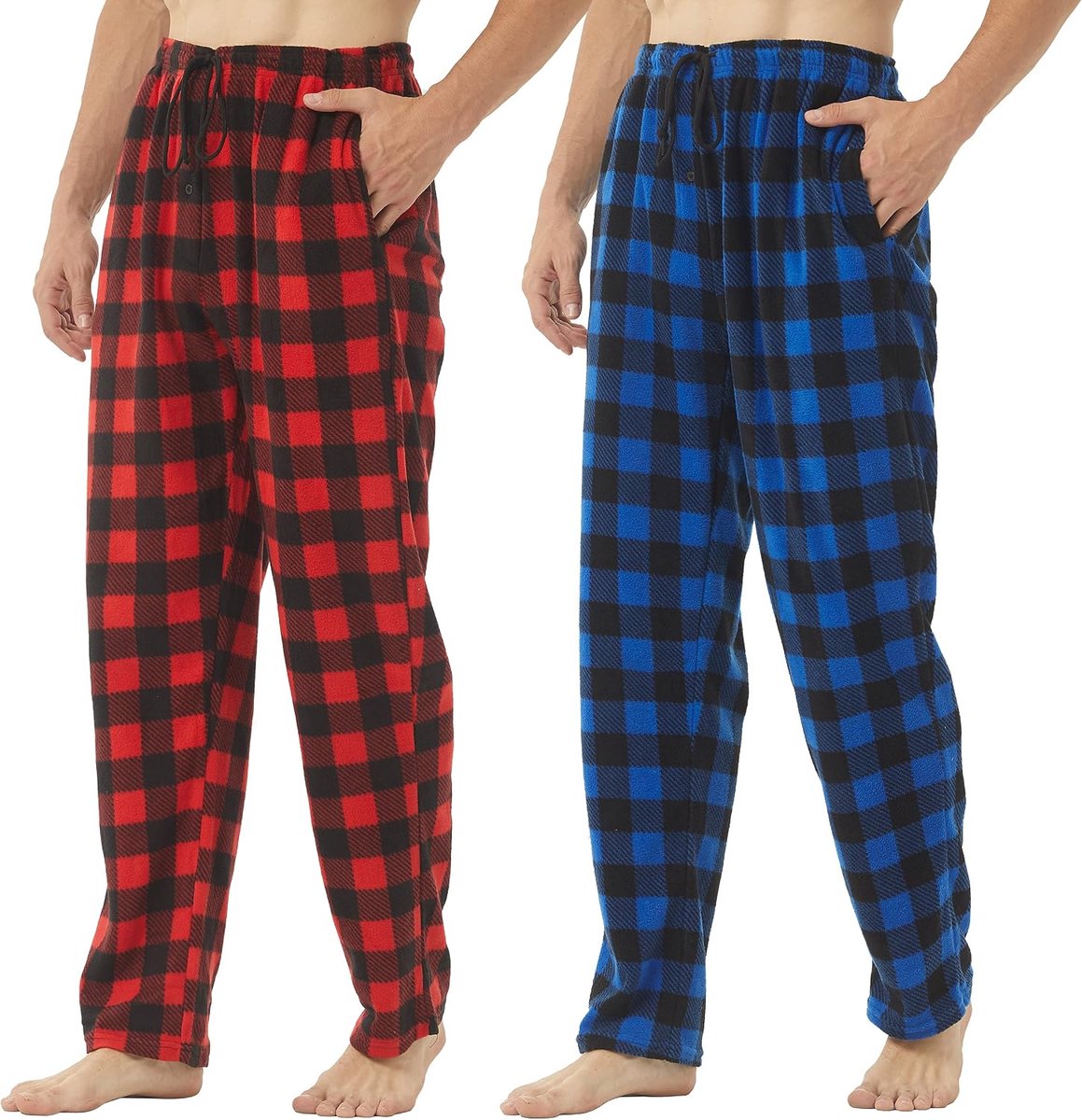 pyjamabroek voor heren, ultrazachte loungebroek met zakken, geruite pyjama's, loungewear, pyjamabroek