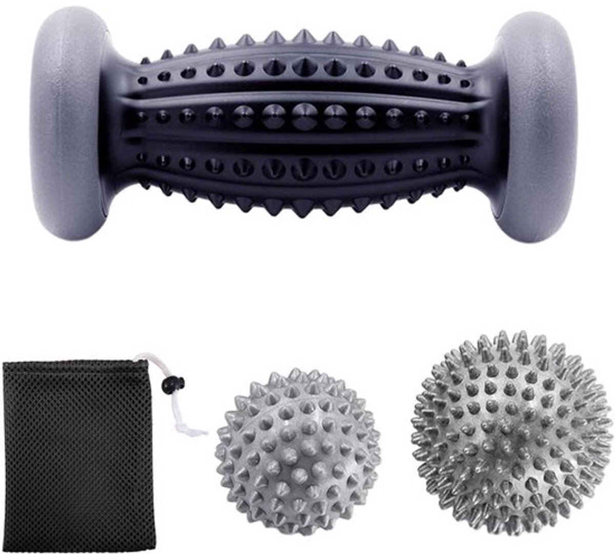 Voetmassage set - Massagerollen - Spierontspanning - Ergonomisch design - 3 stuks - Grijs