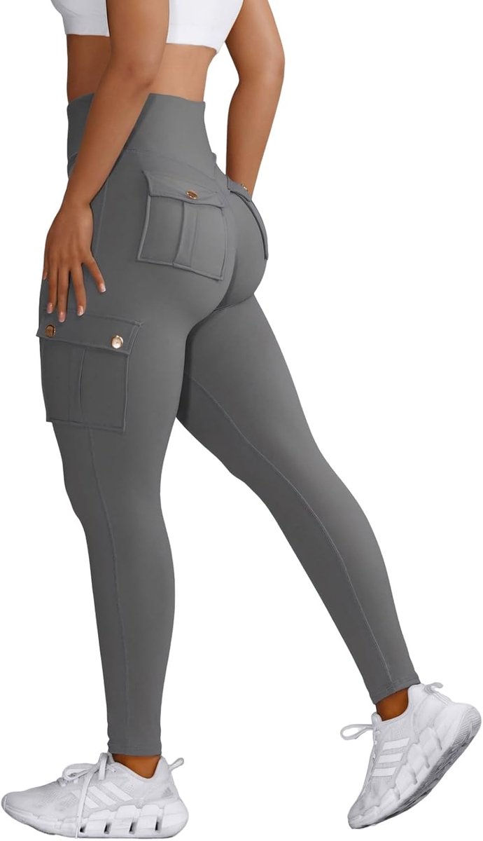 Sportlegging voor dames, hoge taille, zakken, elastisch, joggen, hardlopen, gym, fitness, yoga, vrijetijdsbroek