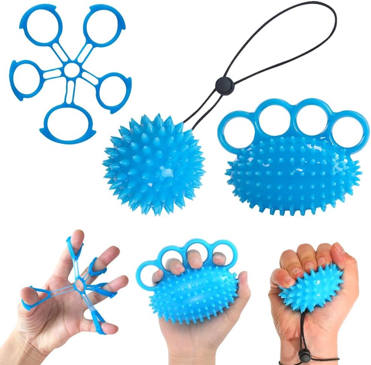 3 stuks vingertrainers, handtrainer, artritis-handbal, egelbal, zacht rubber, kneedbal, vingerstretcher, voor handtherapie, artrose training, gripversterking, verlicht stress,